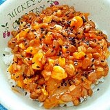 納豆の食べ方-キムチ＆黄身♪
